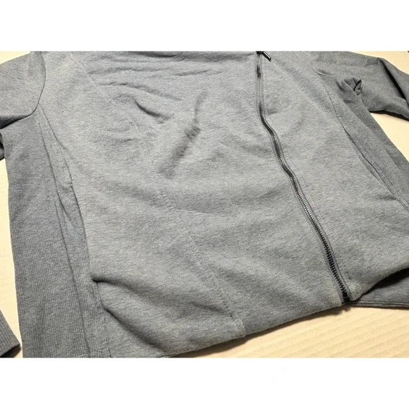 H by Halston Womens 22W Blue Asymmetrical Zip Knit Jacket Moto Blazer Stretch - Picture 2 of 10